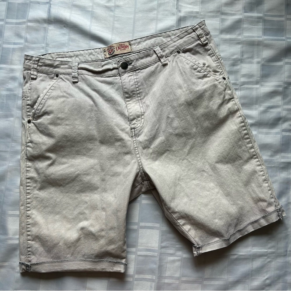 Toyko Laundry Light Grey Rolled Hem Cotton Shorts